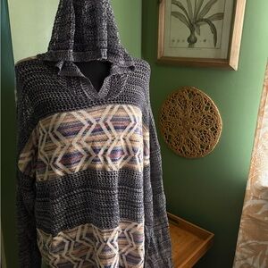 Say What? Black and Gray Knit Hoodie